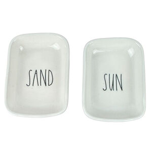 Rae Dunn Sand & Sun Trinket Dishes Set of 2 Ceramic Magenta Artisan Collection